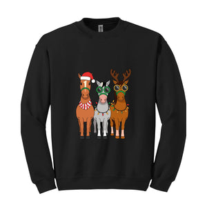 Horse Christmas Sweatshirt, Horse Lover Hoodie, Animal Christmas Shirt, Farm Animals Hoodie, Horse Christmas Hoodie, Western Christmas