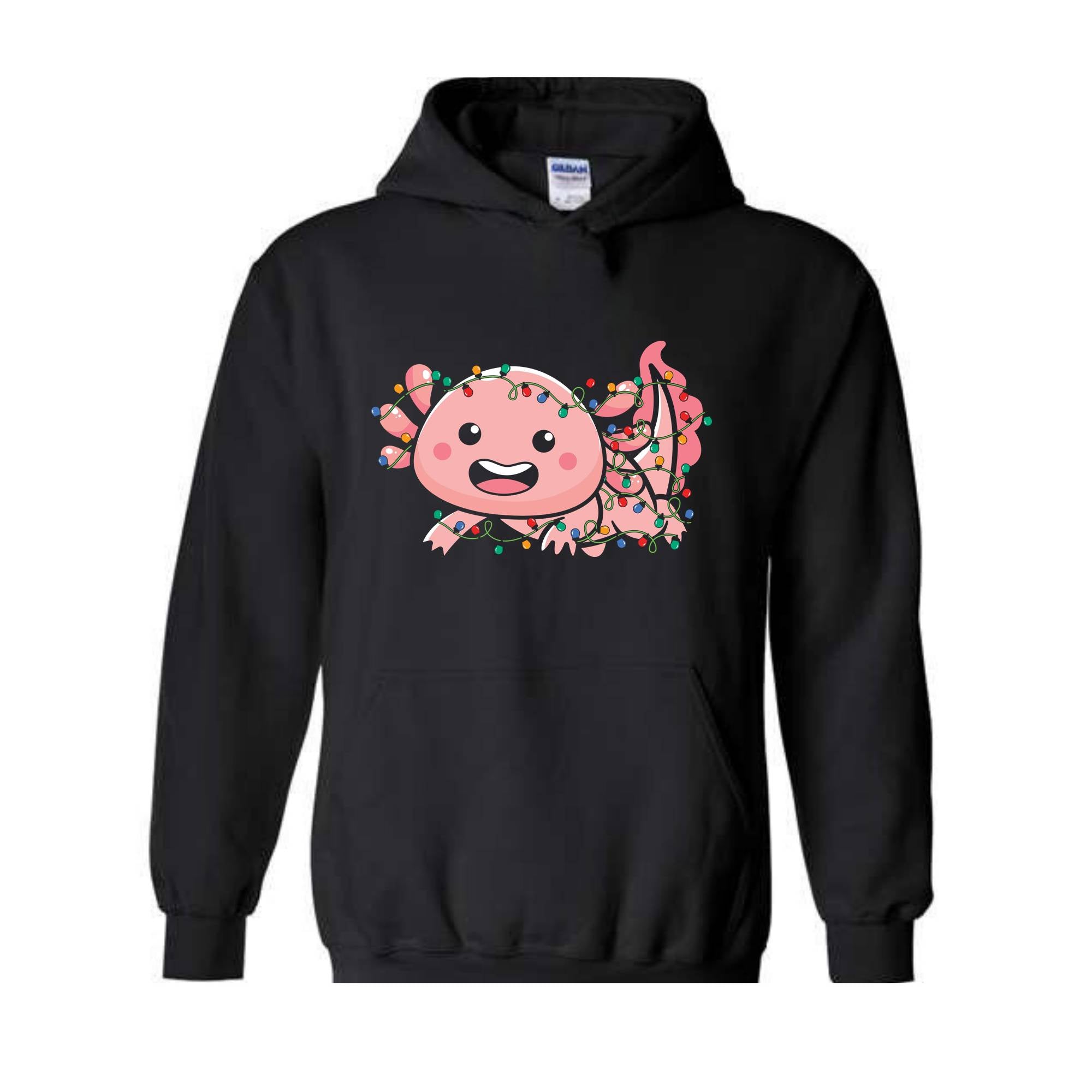 Cute Axolotl Christmas Lights Sweatshirt, Axolotl Lover Sweater, Santa Axolotl Sweatshirt, Axolotl Holiday Sweatshirt