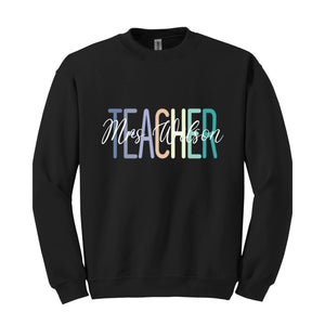 Teacher Name Custom Sweatshirt, Custom Teacher Sweatshirt, Teacher Mrs Sweatshirt, Teacher Appreciation Gift, Retro Teacher Sweatshirt