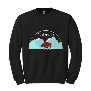 Colorado State Sweatshirt, Trendy State Sweatshirt, Colorado Mountain Sweatshirt, Mountain Sweatshirt, Buffalo Sweatshirt, Holiday Hoodie