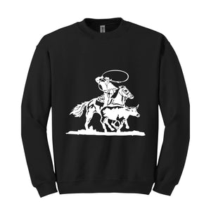 Cowboy Sweatshirt, Cowboy Roping Western Hoodie, Country Sweater, Desert Hoodie, Cowboys Gifts, Cowboy Rodeo Sweatshirt