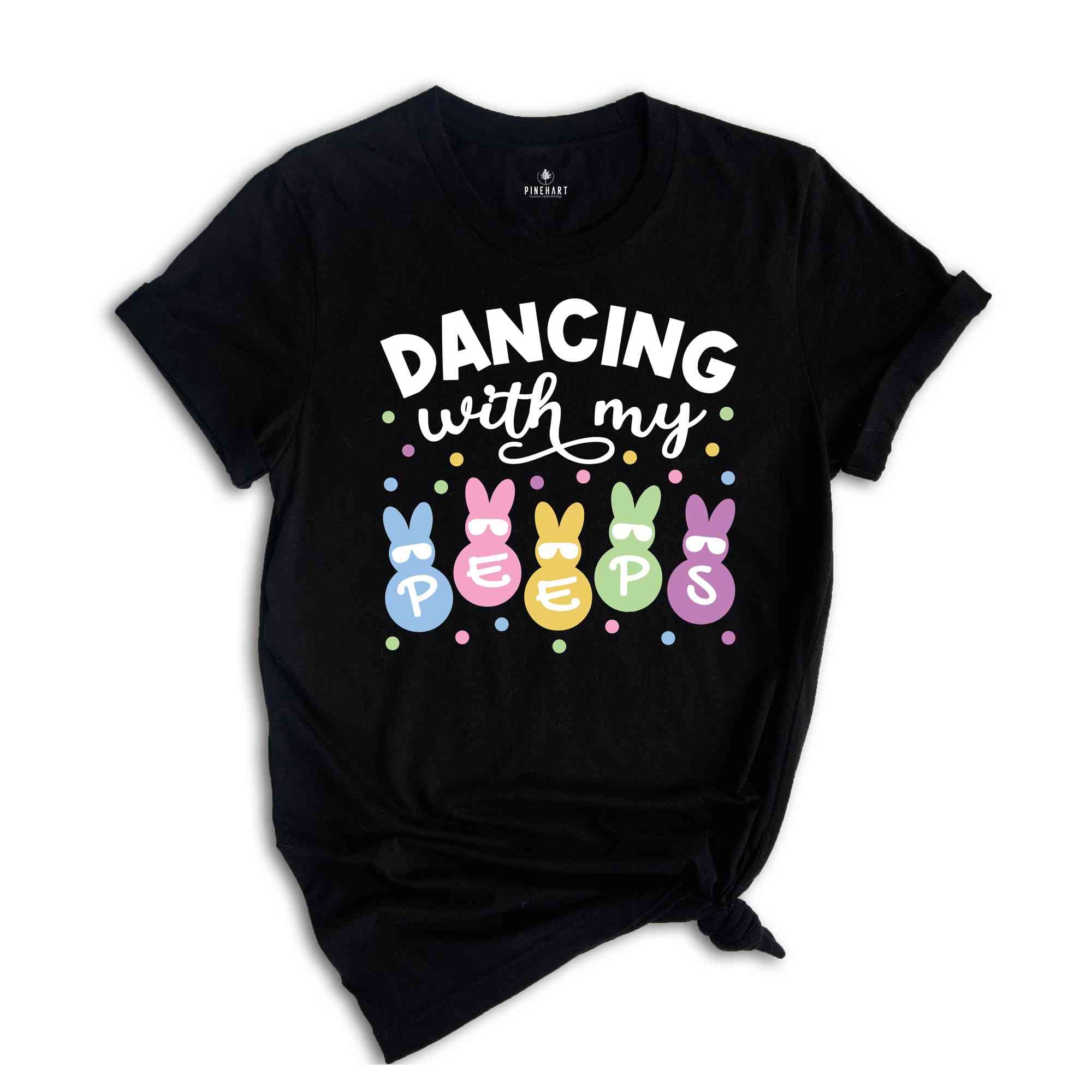 Dancing With My Peeps Shirt, Dancing Bunny with Sunglasses T-Shirt, Easter Bunny Shirt, Easter Day Gift, Easter Kids T-Shirt