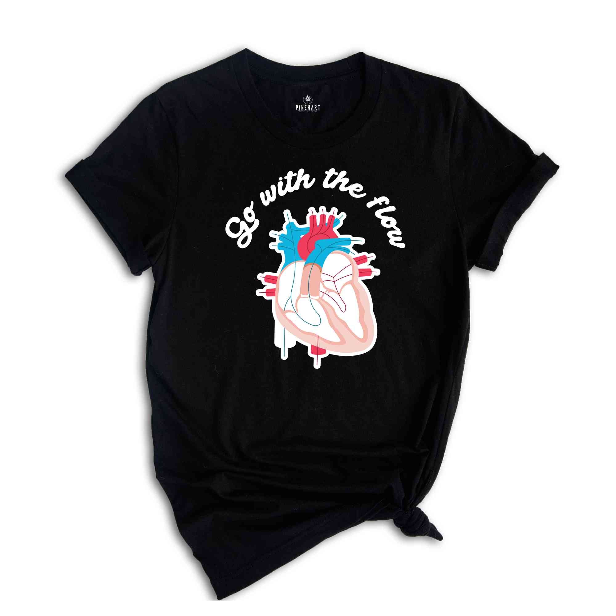 Go With The Flow Heart Shirt, CVICU Cardiac Nurse Shirt, Heart Flow Anatomy Shirt, CVICU Nurse Shirt, Cardiology Shirt, Cardiac Nurse Shirt