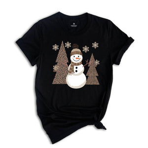 Leopard Christmas Snowman Shirt, Winter Cozy Shirt, Leopard Snowman Shirt, Christmas Shirt, Holiday Shirt, Christmas Mom Shirt