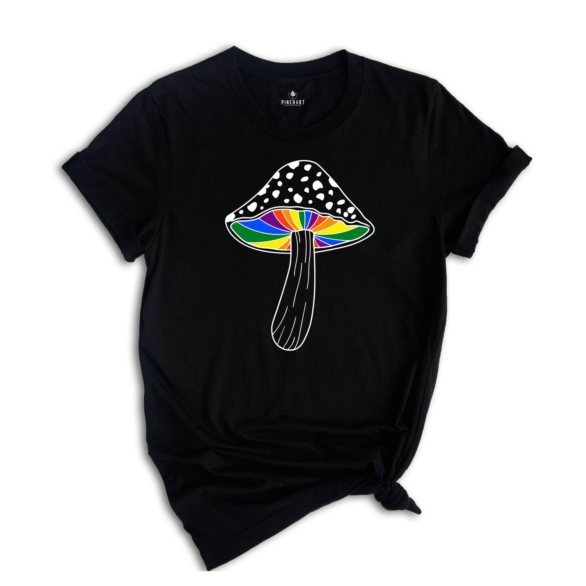 Rainbow Magic Mushroom Shirt, LGBTQ Mushroom T-shirt, Moon Phase Shirt, Gay Magic Mushroom Shirt, Lesbian Pride Tee