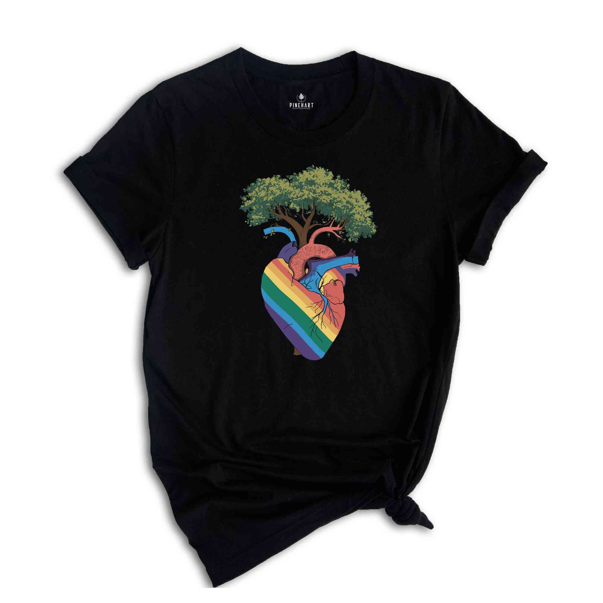 Progress Pride Shirt, Rainbow Pride Flag Gift, LGBT Shirt, Pride Month Festival Shirt, Inclusive Flag Shirt, Heart Tree of Life Shirt