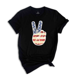 America Peace T-Shirt, America Shirt, Patriotic Shirt, Peace Sign Tee, 4th Of July Celebrations Shirt, Independence Day Shirt