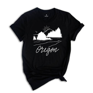 Oregon Mountain Sunset Shirt, Oregon State Shirt, Sun and Trees, Oregon State Shirt, Portland Oregon Shirt, Travel Shirt, Oregon Gift Shirts