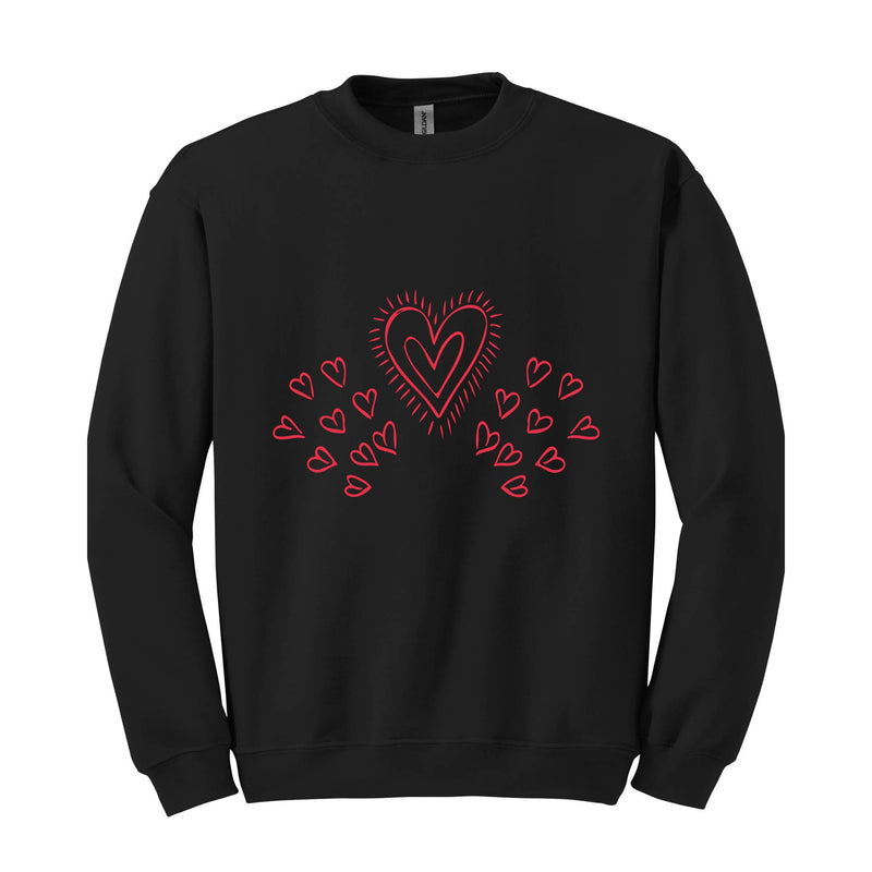 Heart Valentine Sweatshirt, Heart Hoodie, Ladies Valentine Day Sweatshirt, Gift for Girlfriend, Wife Gift Hoodie, Couple Sweatshirt