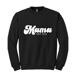 Mama Est 2024 Sweatshirt, Mama Sweatshirt, Mama To Be Hoodie, Future Mama Gift, New Mama Sweatshirt, Pregnancy Hoodie, Baby Shower Sweater