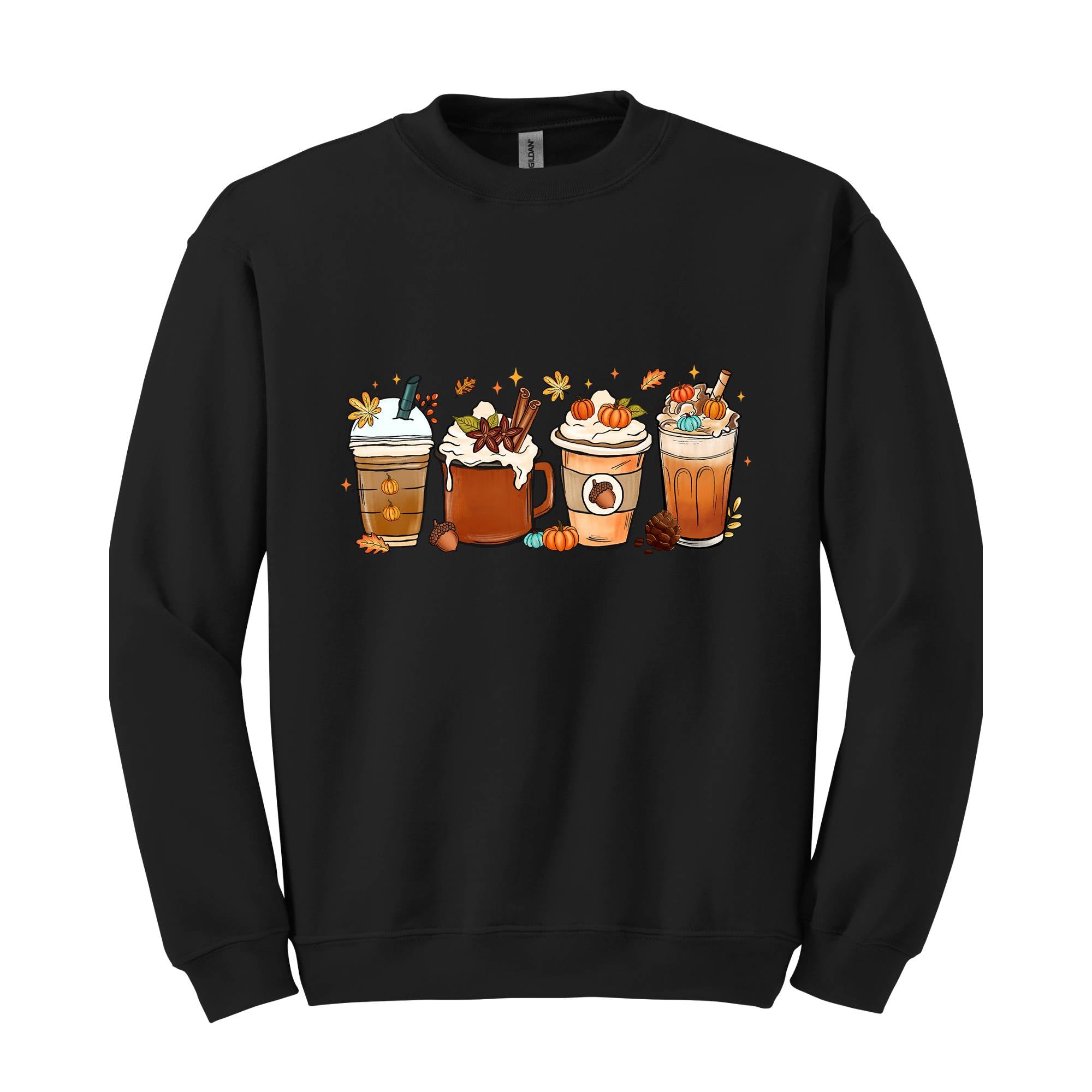 Fall Coffee Sweatshirt, Halloween Pumpkin Latte Drink Cup, Halloween Fall Sweatshirt, Coffee Lover Sweatshirt, Thanksgiving Sweatshirt