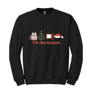 Tis the Season Sweatshirt, Christmas Hoodie, Cute Christmas Hoodie, Christmas Coffee Hoodie, Funny Christmas Hoodie, Christmas Tree Hoodie