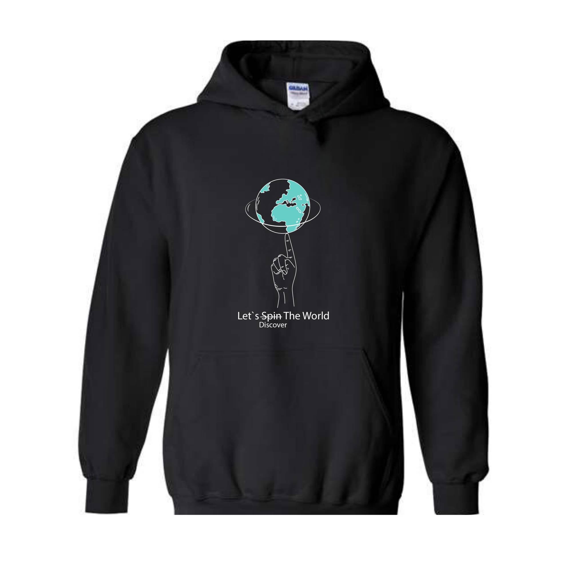 Lets Discover the World Hoodie , Earth Hoodie , Funny Earth Hoodie , The World Hoodie , Earth Back Hoodie , Hand with Earth