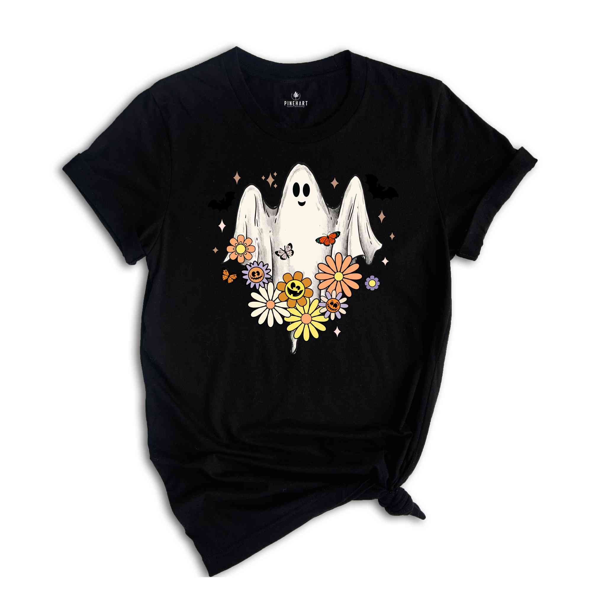 Retro Halloween Shirt, Vintage Floral Halloween Shirt, Retro Ghost Shirt, Vintage Ghost Shirt, Halloween Gifts