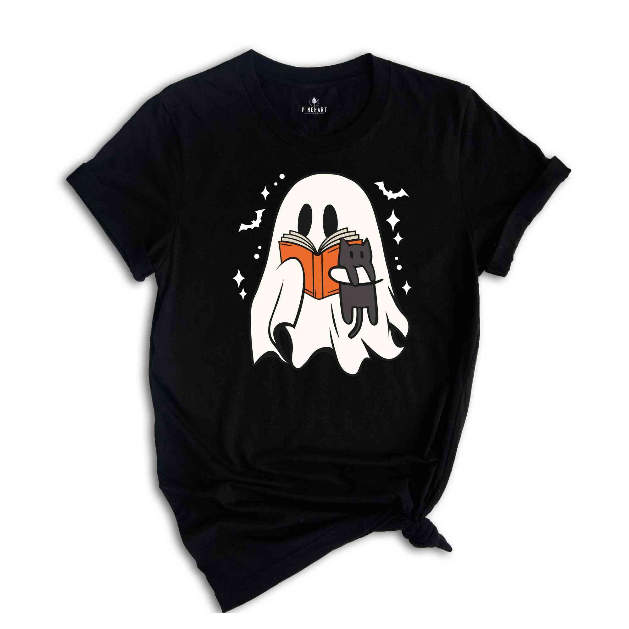 Cute Bookish Ghost Shirt, Boo Shirt, Halloween Librarian Shirt, Spooky Season Shirt, Bookworm Gift, Ghost Reading Book Shirt, Spooky Shirt