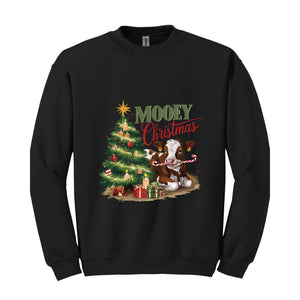 Mooey Christmas Cow Sweatshirt, Cow Lover Gift, Farm Christmas Sweater, Funny Christmas Shirt, Holiday Sweater, Christmas Hoodie