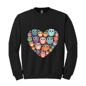 Owl Heart Sweatshirt,  Bird Nerd , Birdwatching , Birding Lover Tee, Ornithologist