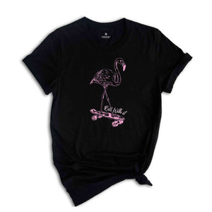 Roll With It Skating Shirt, Flamingo Skating Shirt, Cool Bird T-shirt, Cool Skating Shirt, Flamingo lover Shirt, Skating Shirt