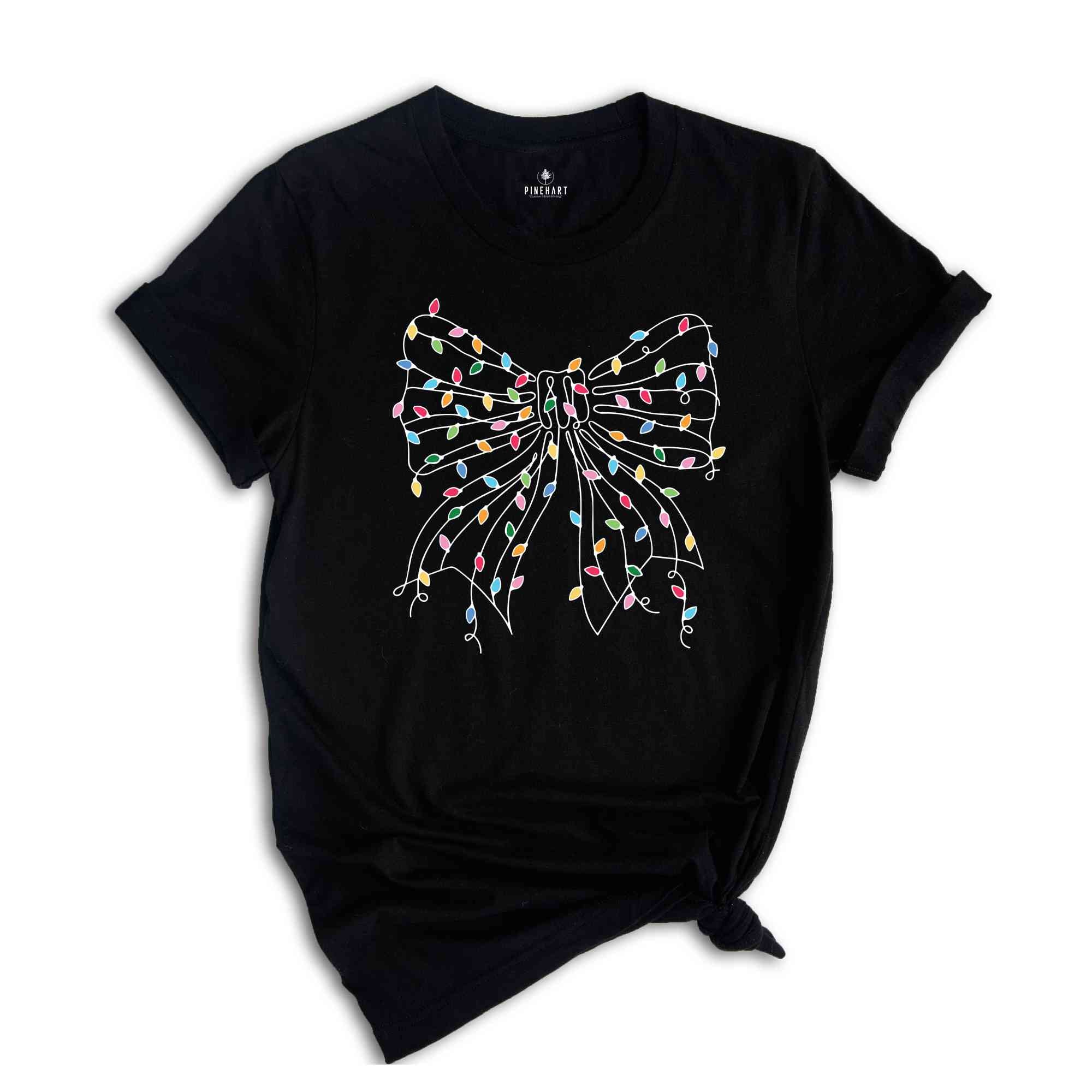 Coquette Christmas Lights Shirt, Christmas Bow Shirt, Christmas Shirt, Christmas Light Shirt, Bow Shirt, Coquette Shirt, Cute Christmas Tee