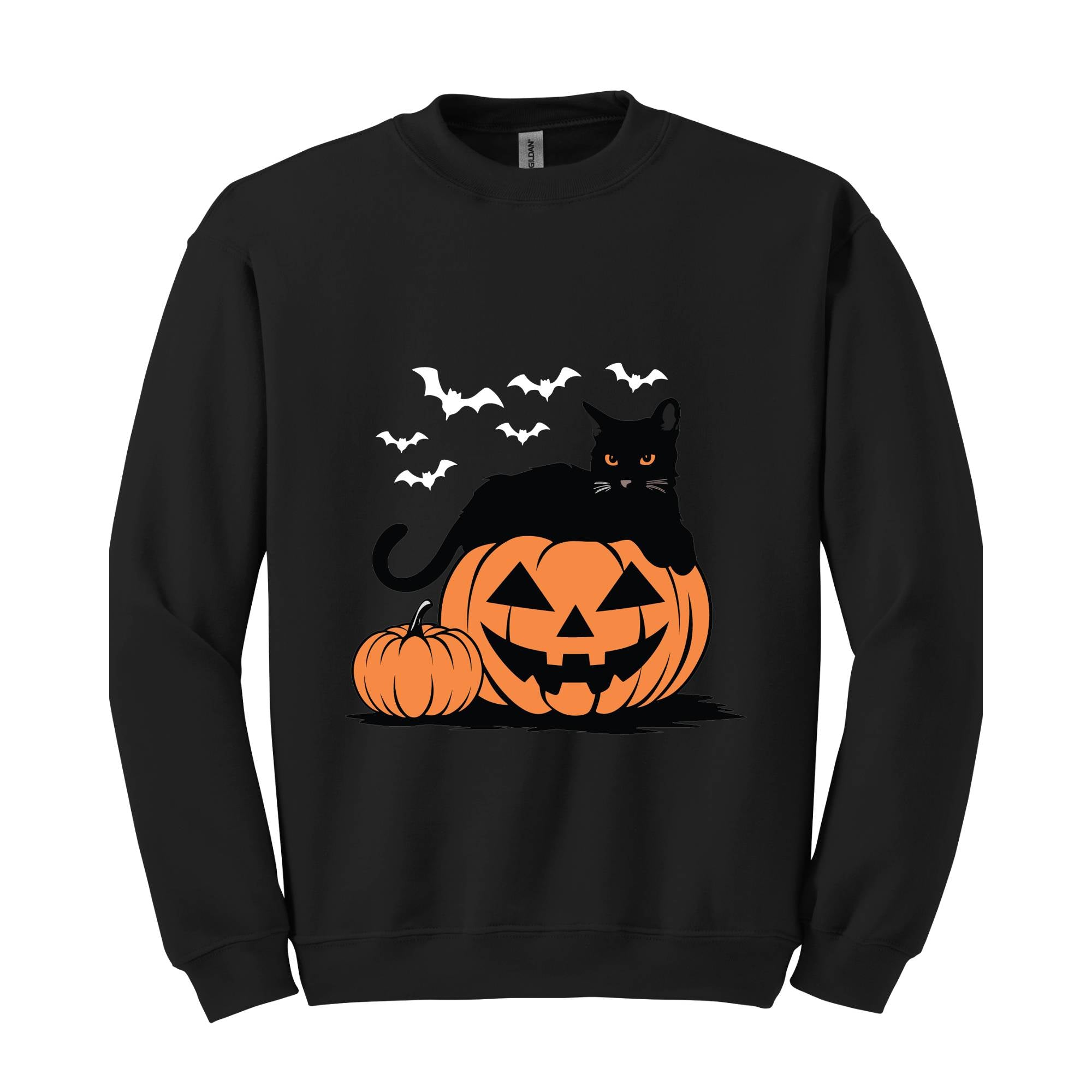 Pumpkin Sweatshirt, Black Cat Halloween Sweatshirt, Retro Halloween Hoodie, Halloween Sweatshirt, Vintage Black Cat Sweatshirt