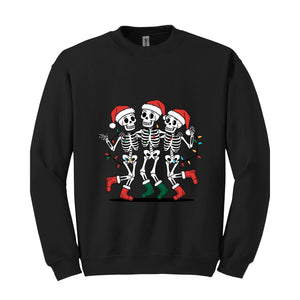 Christmas Skeleton Sweatshirt, Dancing Skeleton Sweatshirt, Funny Christmas Hoodie, Dance Skeleton Hoodie, Funny Skeleton Hoodie