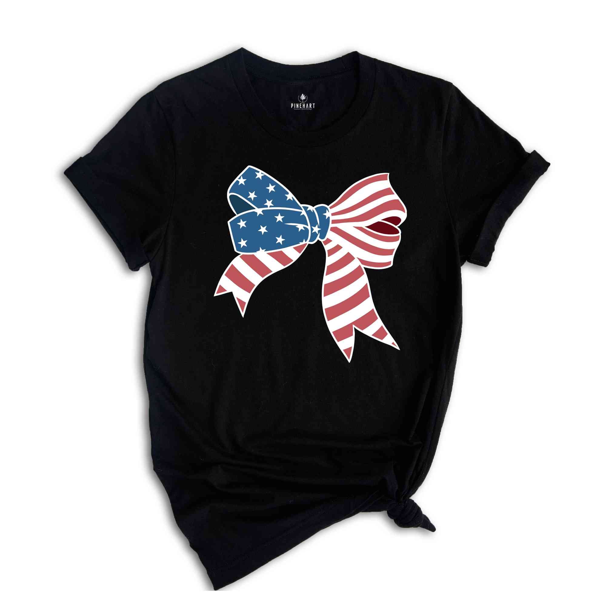 4th Of July Bow Shirt, 4th Of July Shirt, American Flag Bow, Bow Shirt, USA Shirt, America Shirt, Patriotic Gifts