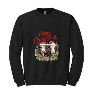 Mooey Christmas Sweatshirt, Christmas Sweatshirt, Christmas Gifts, Christmas Cow Sweatshirts, Christmas Animal Sweatshirt