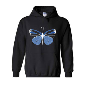 Blue Butterfly Sweatshirt, Butterfly Lover Sweatshirt, Butterfly Hoodie, Butterflies Sweater, Blue Lover Gift, Woman Butterfly Sweatshirt