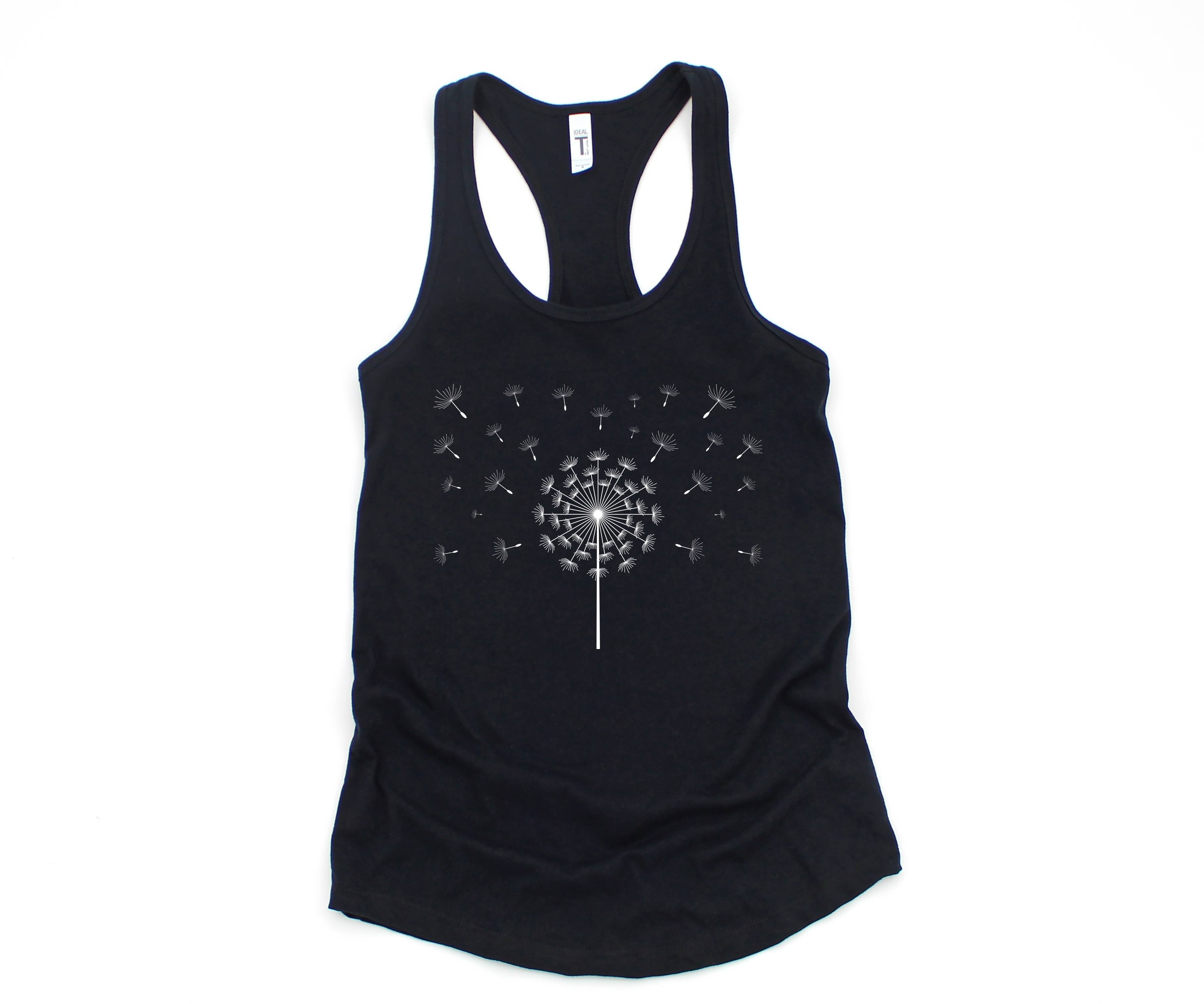 37500-Dandelion Tank Top, Flower Tank Top, Floral Tank Top, Summer Tank Top, Nature Tank Top, Yoga Dandelion Tank Top, Scattered Dandelion Top