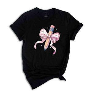 Coquette Teacher T-shirt, Coquette Pencil Bow T-shirt, Back To School Tee, Teacher Appreciation Gift, Gifts For Teachers