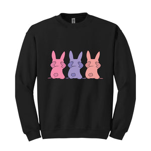 Three Rabbits Sweatshirt, Animal Sweatshirt, Wildlife Sweatshirt, Hipster Bunny Sweater, Bunny Hoodie