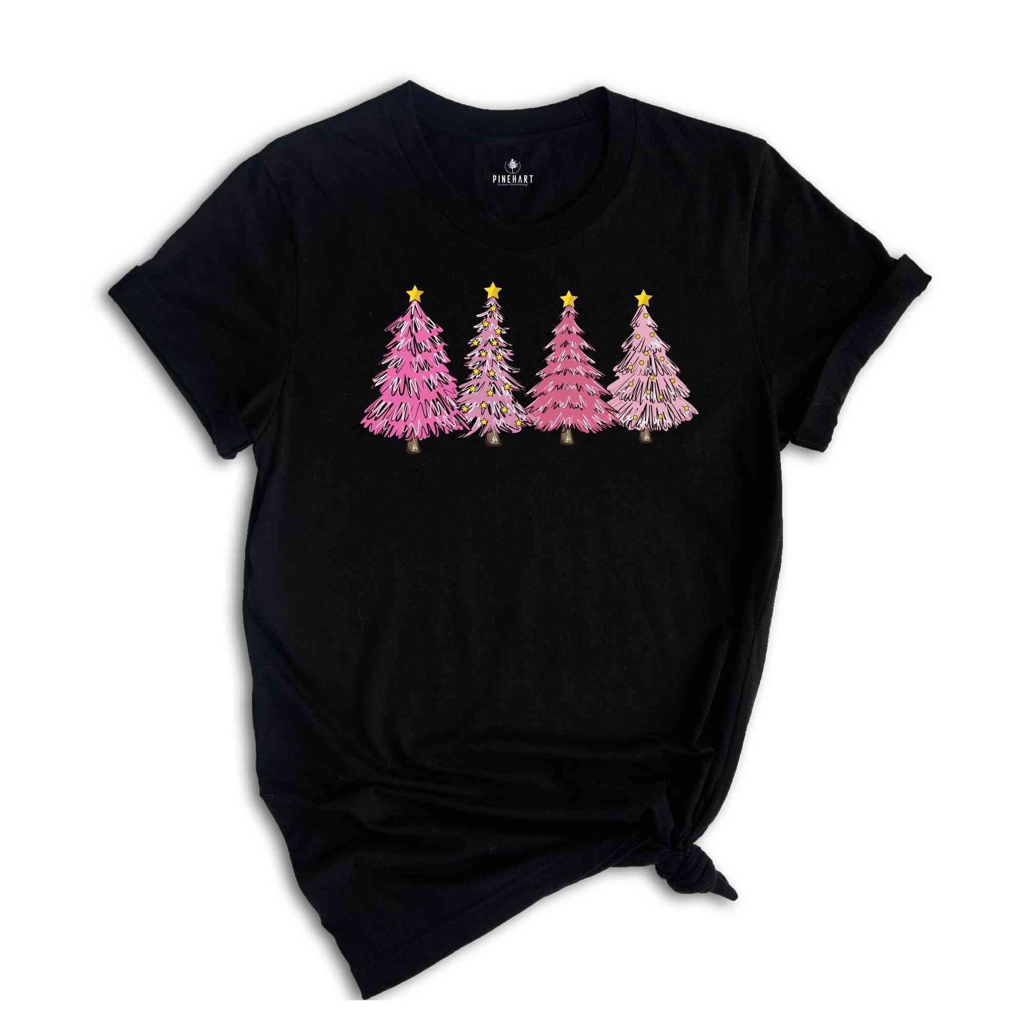 Pink Christmas Tree Shirt, Xmas Trees Shirt, Gift for Christmas, Cute Christmas Shirt, Christmas Party Tee