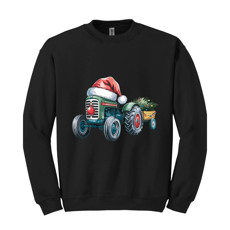 Tractor Christmas Sweatshirt, Christmas Boy Sweater, Santa Kids Shirt