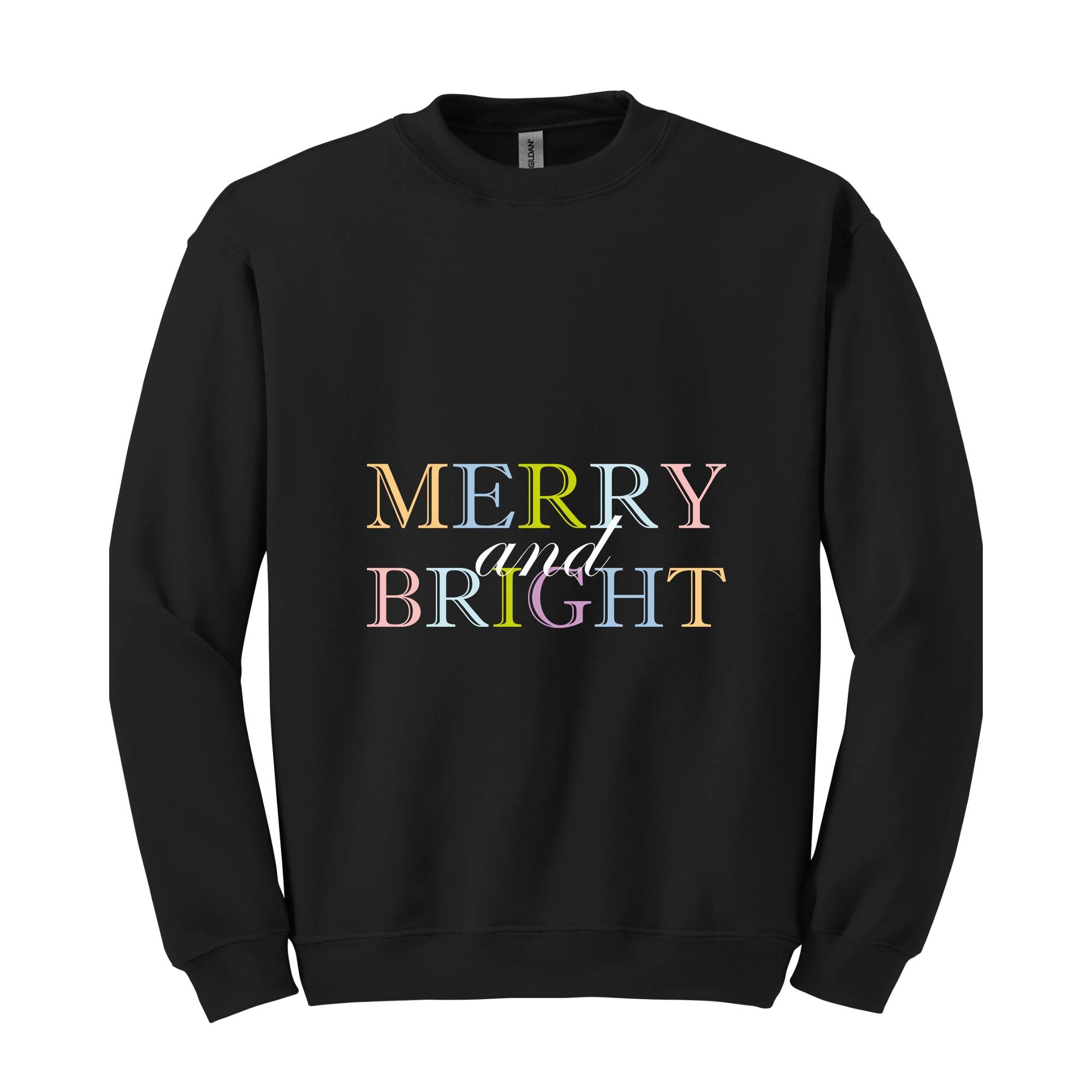 Merry and Bright Sweatshirt, Christmas Sweatshirt, Christmas Sweater, Christmas Pajamas, Holiday Sweatshirt, Xmas Apparel