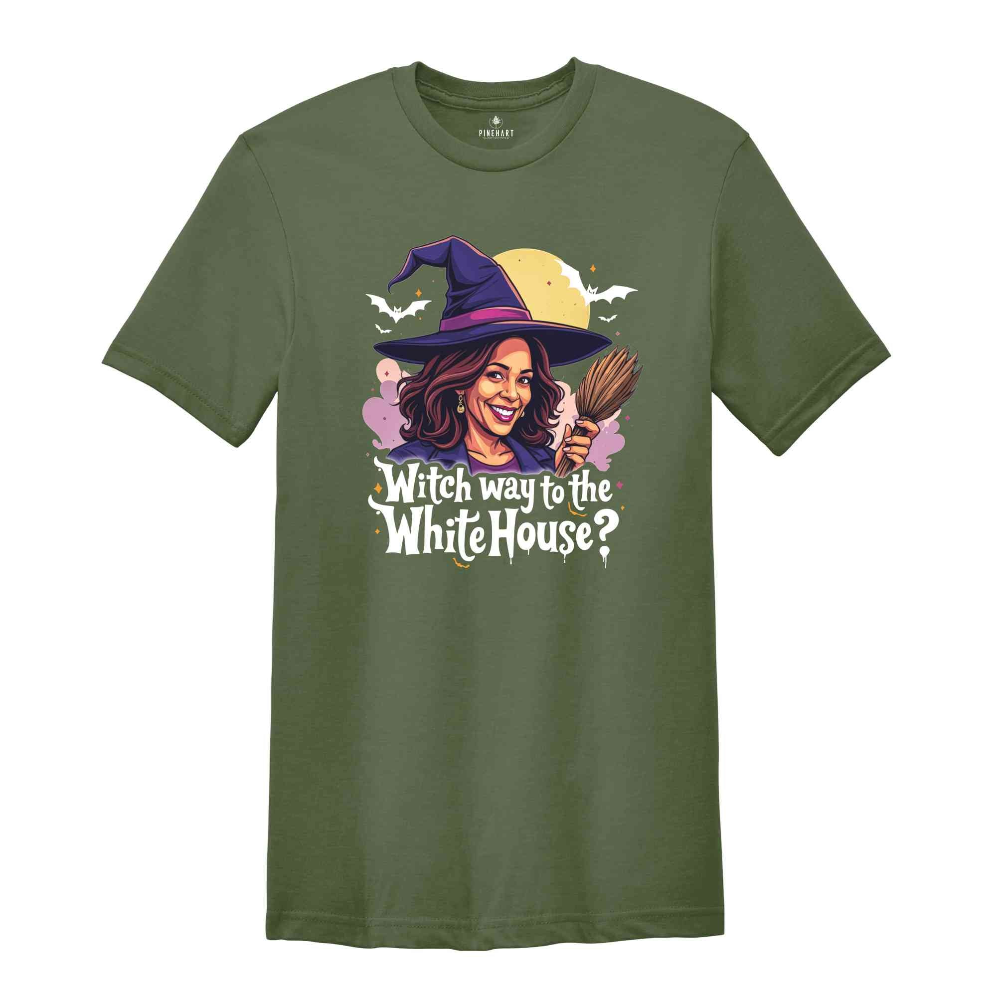 Witch Way To The White House Shirt, US Elections 2024 Tee, Kamala Harris Halloween Shirt, Halloween Gifts For Democrats