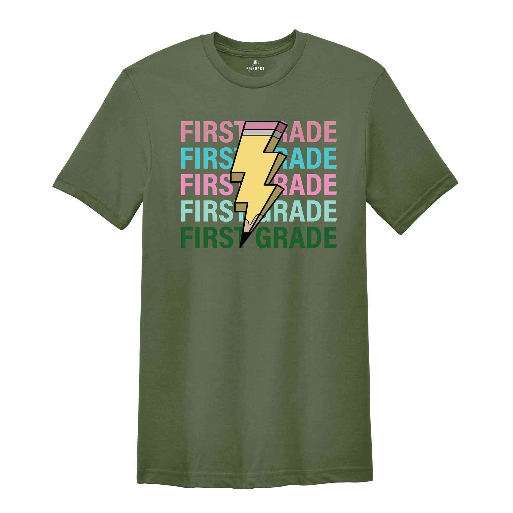 First Grade Pencil Shirt, Pencil Bolt Shirt, Retro Shirt, Back To School Shirt, School Shirt, Teacher Shirt, Pencil Shirt, Teacher Gift