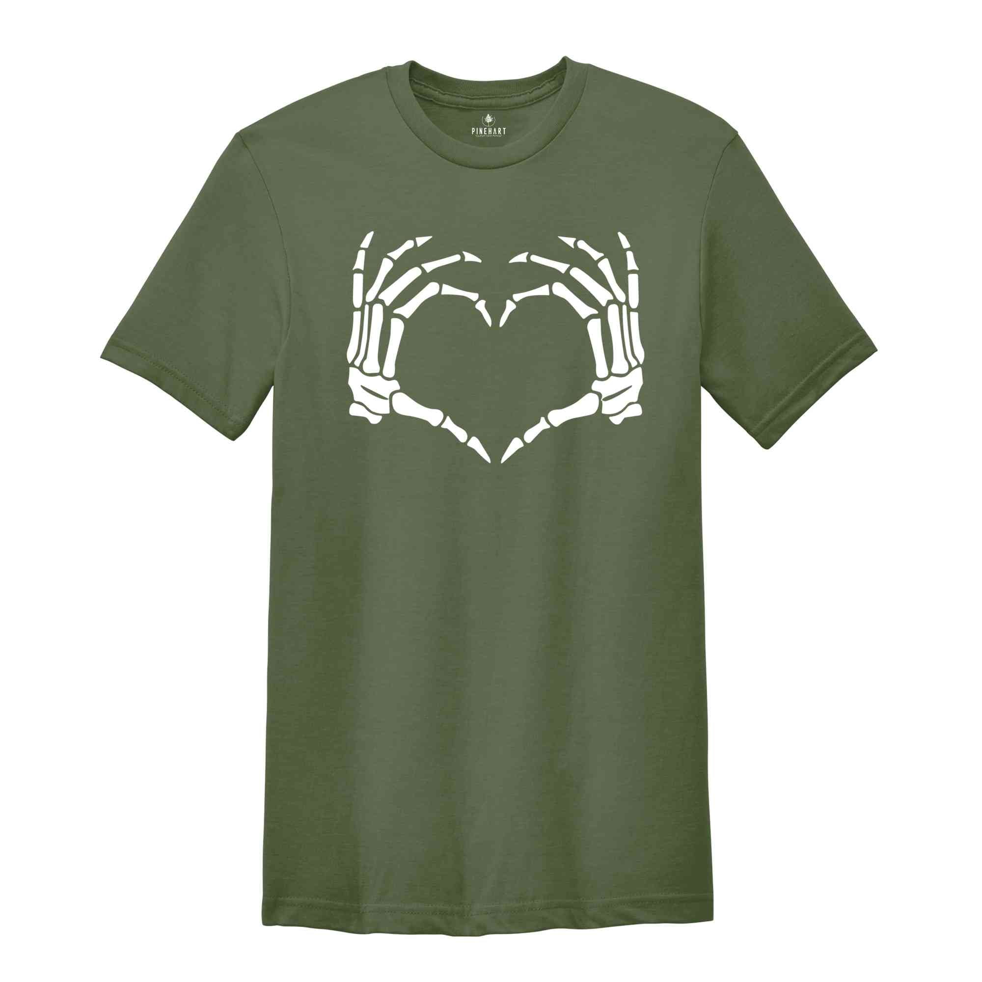 Skeleton Hand Heart Shirt, Halloween Shirt, Skeleton Hand Tee, Skeleton Heart Shirt, Scary Hands Shirt, Spooky Season Shirt