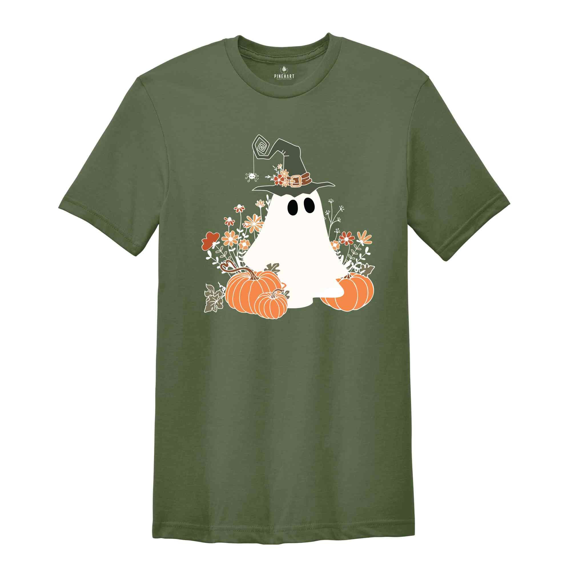 Retro Halloween Pumpkin Shirt, Vintage Floral Halloween Shirt, Retro Ghost Shirt, Vintage Ghost Shirt, Halloween Gifts