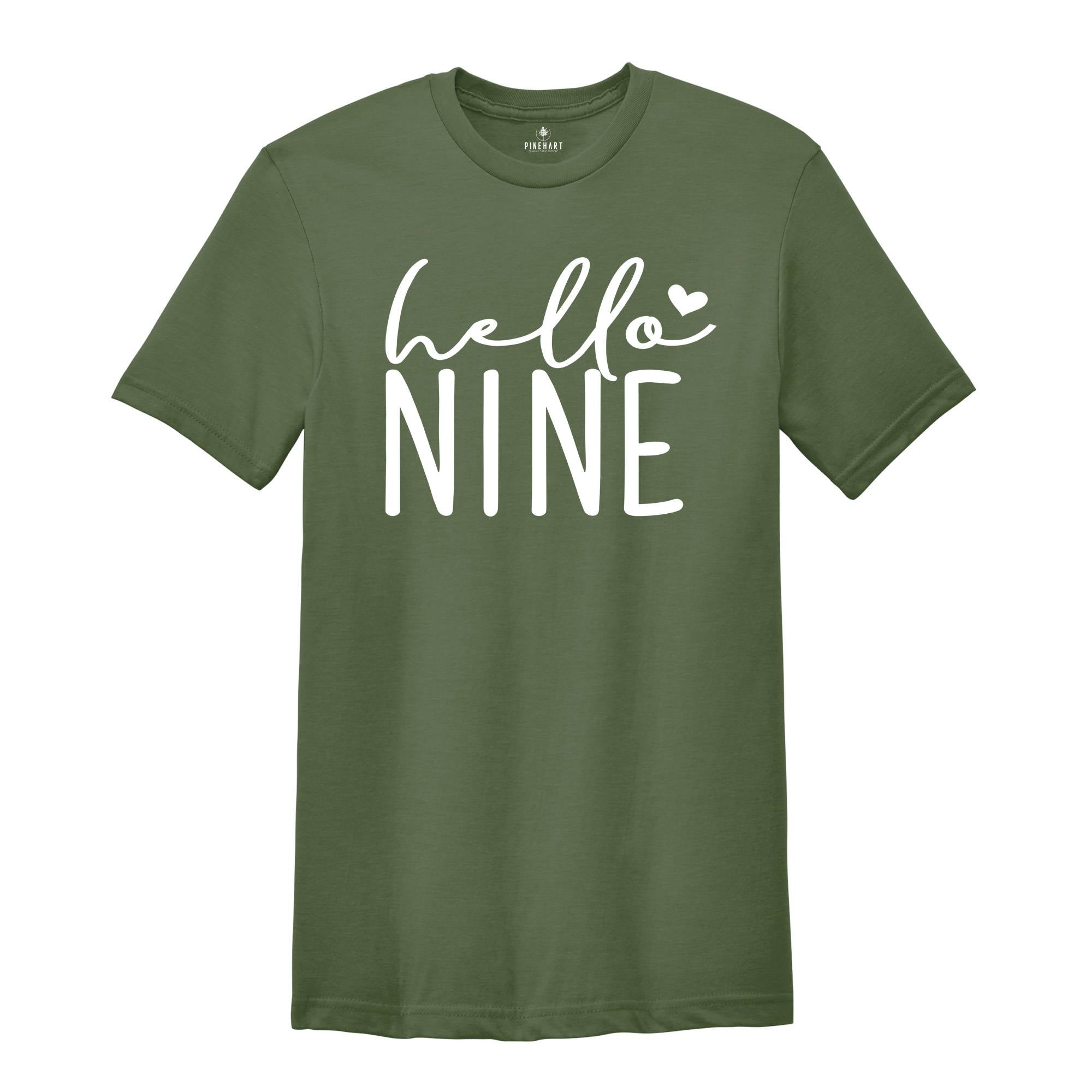 Hello Nine Shirt, 9th Birthday T-Shirt, Nine Year Old Birthday, 9th Birthday Party Shirt, Gift for 9th Birthday