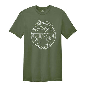 Adventure Awaits Shirt, Adventure Shirt, Camping Shirts, Mountain Shirt, Hiker Shirts, Nature Lover Shirt, Camping Gift, Vacation Shirt