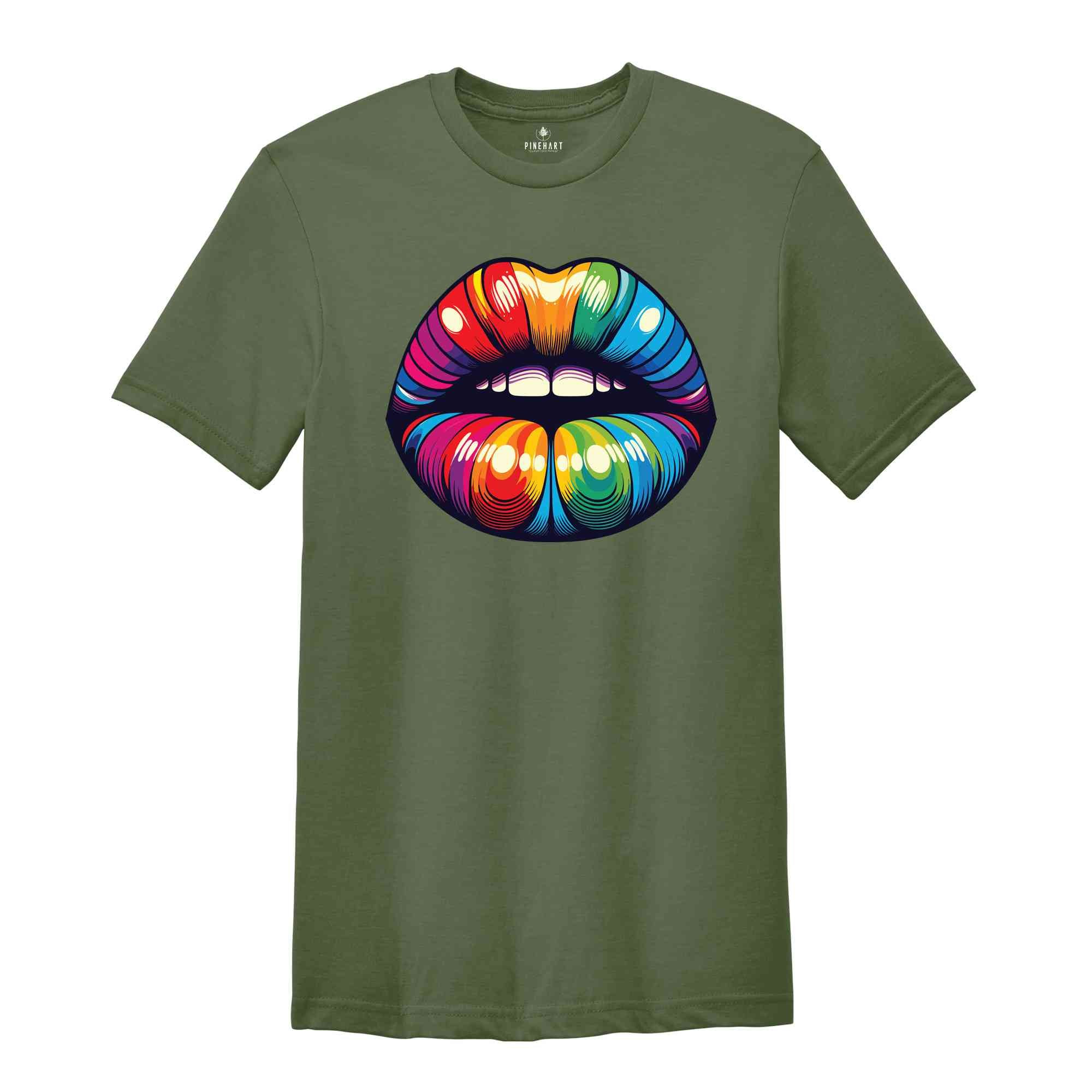 Rainbow Lips Shirt, LGBT Lips Shirt,Rainbow Shirt,LGBT Shirt,Lips Tshirt,Pride Shirt,Equality Shirts, Pride Month Tee