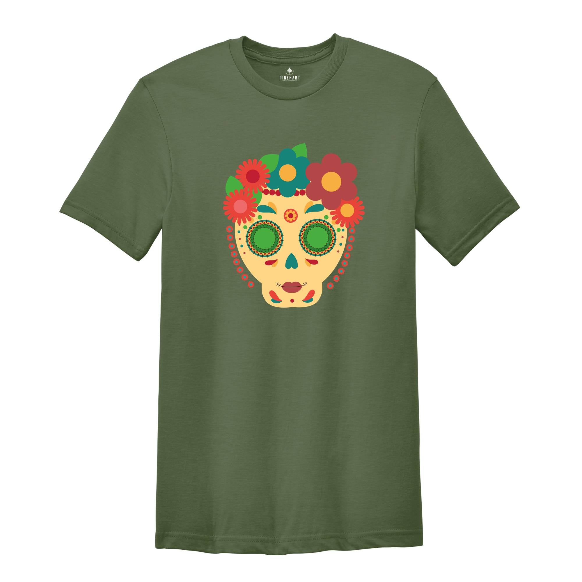 Mexican Skulls Tee, Skulls Shirt, Mexican T-Shirt, Mexican Fashion, Skull and Roses Tee, Colorful Skulls