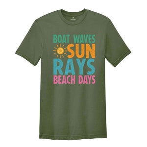 Boat Waves Sun Rays Beach Days Shirt, Summer Shirt, Beach Shirt, Lake Day Shirt, Lake Vacation Shirt, Summer Vibes Shirt, Sunshine Shirt