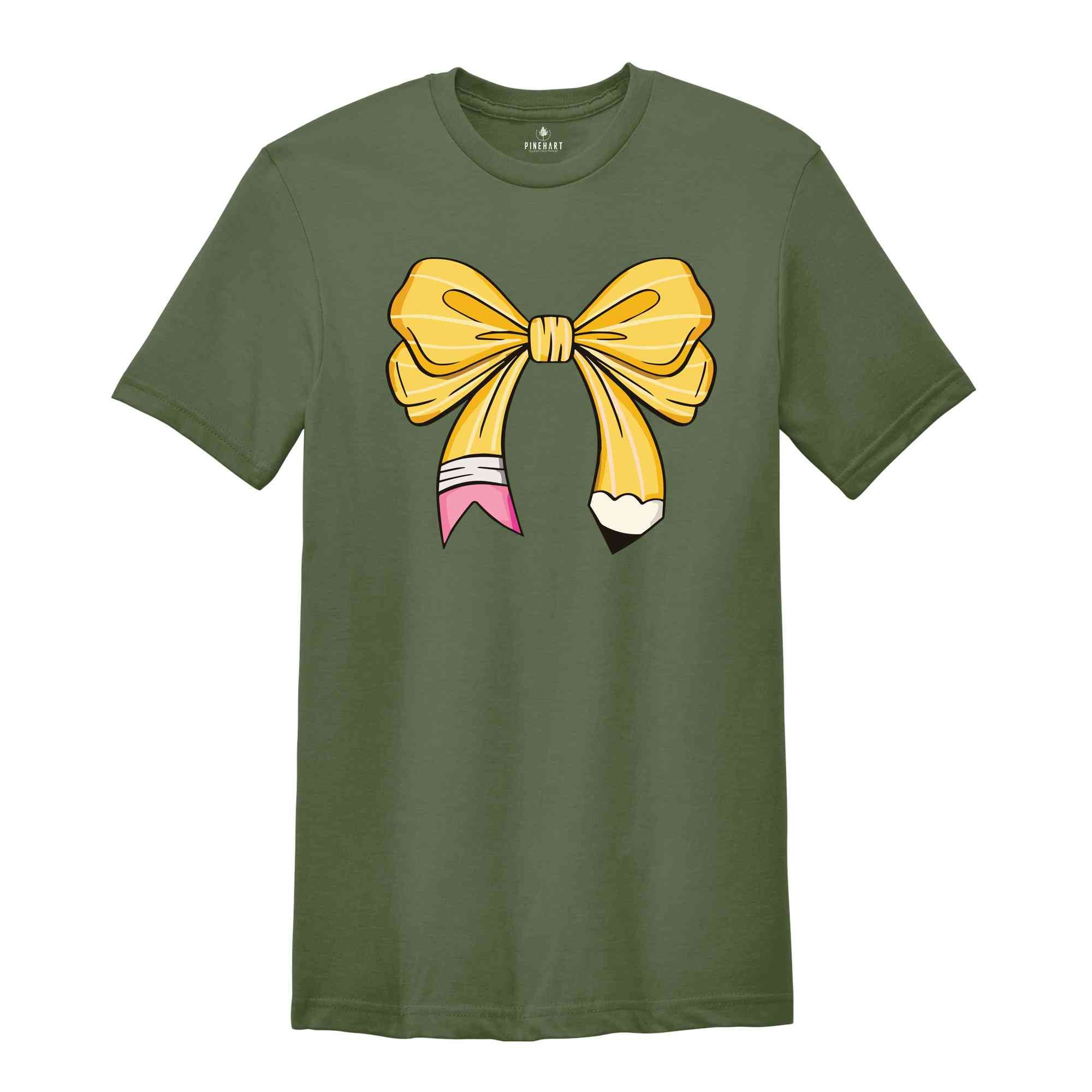 Pencil Bow Shirt, Coquette Teacher Shirt, Coquette Pencil Bow Shirt, Back To School Shirt, Teacher Appreciation Shirt, Teacher Shirt