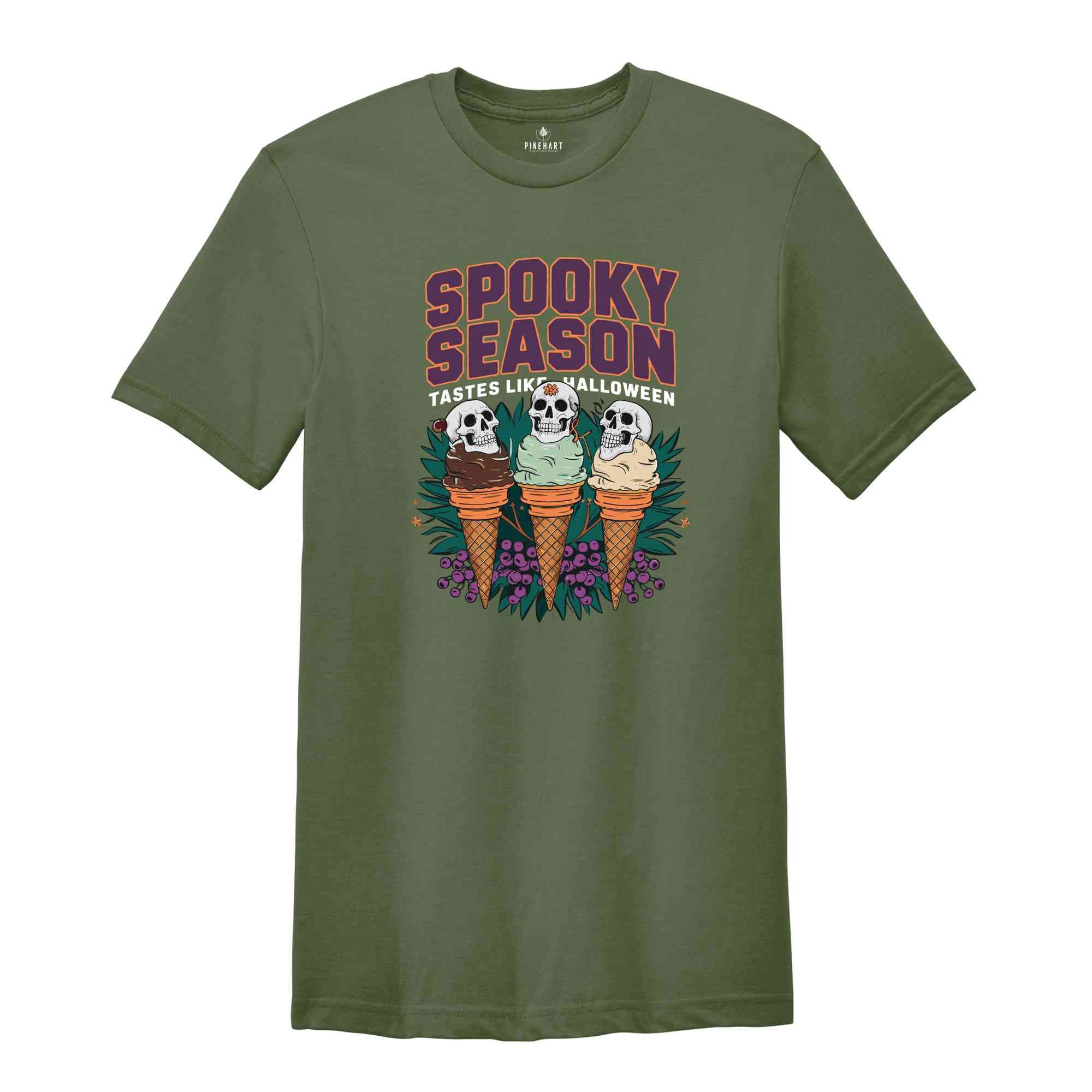 Spooky Season Tastes Like Halloween Shirt, Funny Halloween Shirt, Ghost Shirt, Halloween Gift, Retro Fall Shirt, Ice Cream Lover Gift