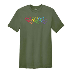 Rainbow Hearts Shirt, Love Is Love Shirt, Rainbow Shirt, Hearts Shirt, Pride Rainbow Shirt, Pride Heart Shirt, LGBT Shirt, Gay Shirt