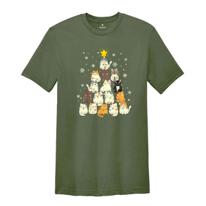 Cat Christmas Tree Shirt, Gift For Cat Lover, Cat Mom Christmas Tshirt, Animal Lover Gift, Christmas Holiday Christmas Tee