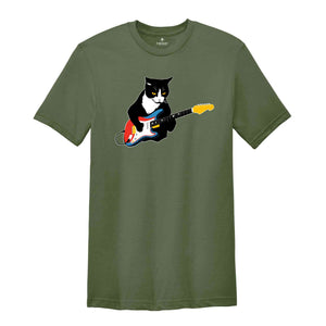 Cat Playing Guitar Shirt, Funny Guitar Shirt, Funny Cat Shirt, Music Shirt, Cat Lovers Shirt, Rock Cat Shirt, Vintage Cat Shirt