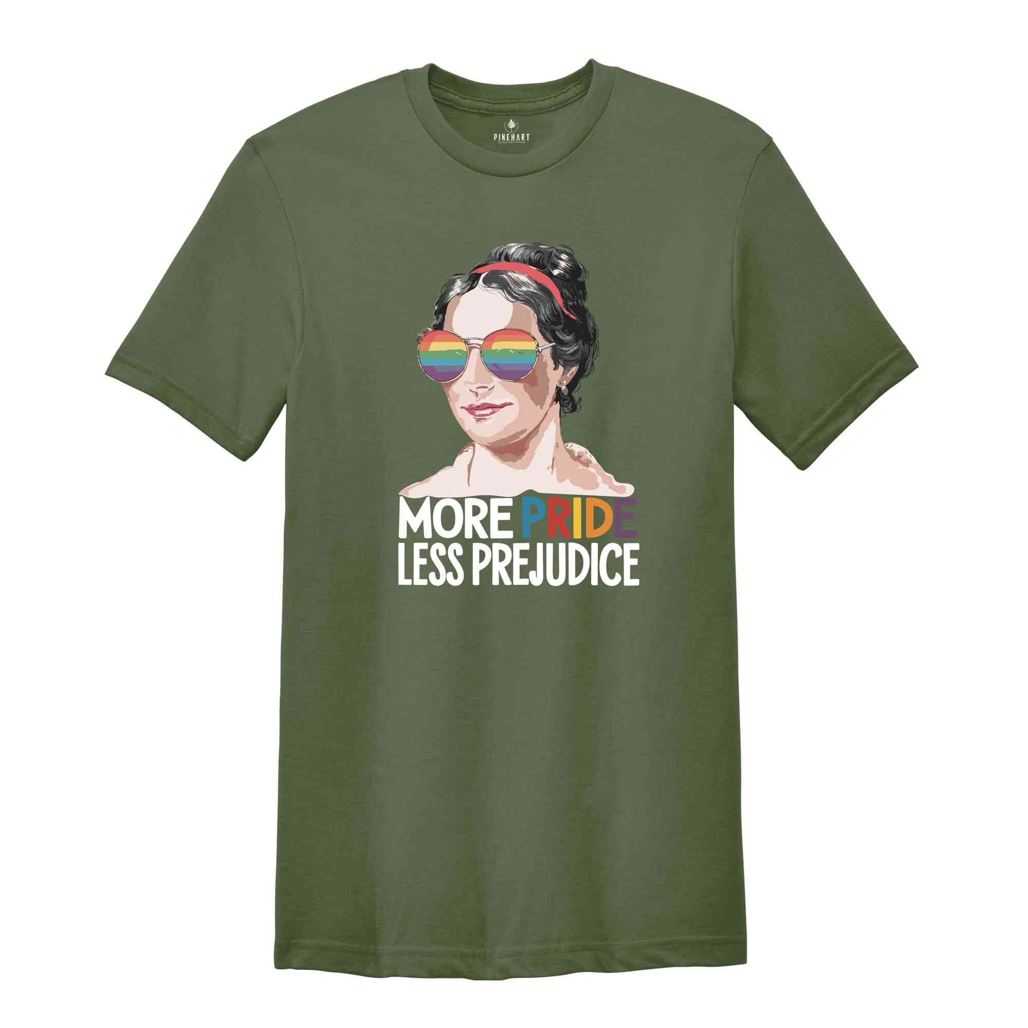 More Pride Less Prejudice, Funny LGBTQ Shirt, Proud Ally Shirt, Pride Month Shirt, Supporting Lgbt People Shirt, Jane Austen Shirt