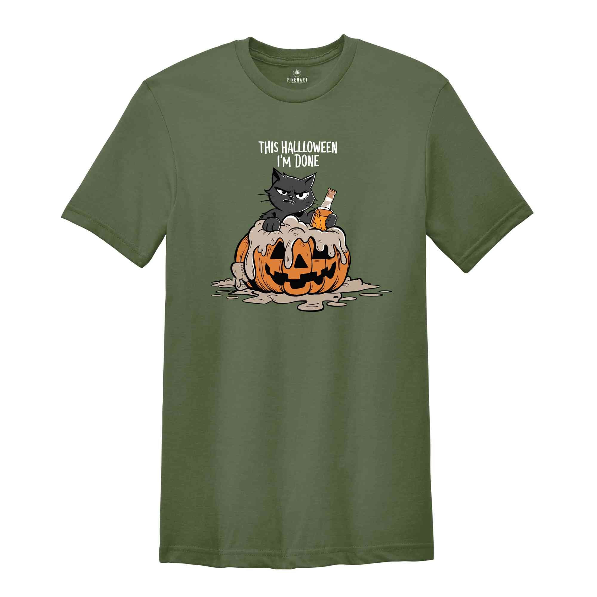 This Halloween I'm Done Shirt, Cute Ghost Black Cats Halloween Shirt, Halloween Shirt, Spooky Season, Cat Lover Gift